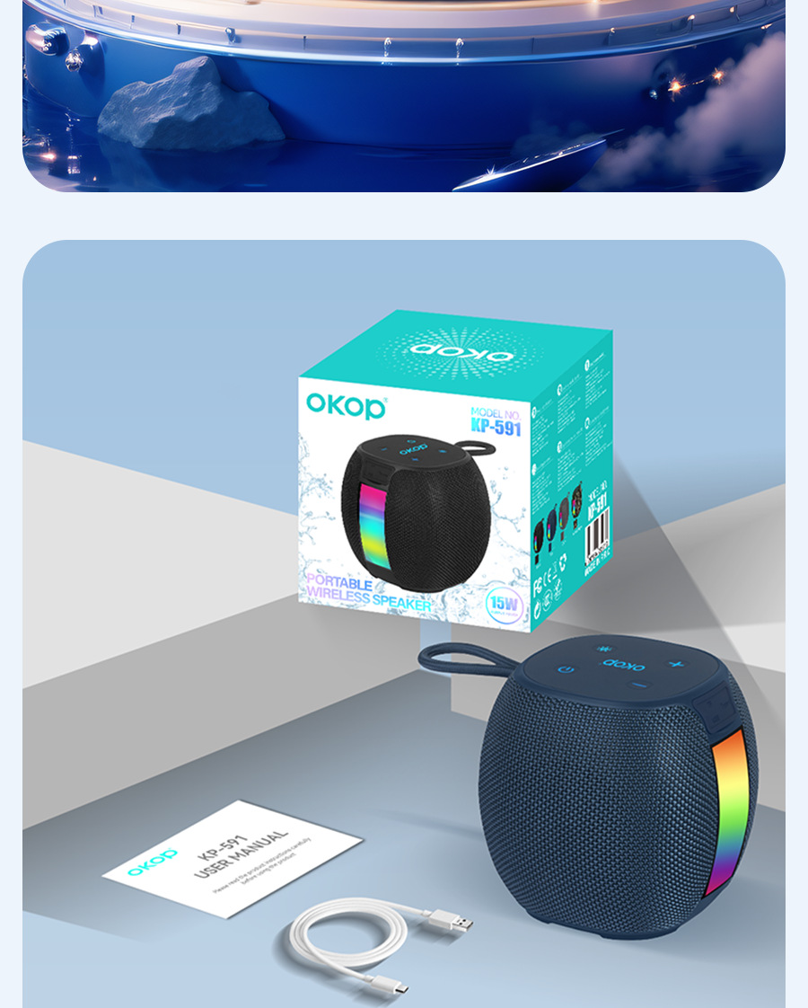 591 Bluetooth Speaker, RGB ambient Light, Mini Speaker, card-inserting portable Cross-border Bestseller, hand-held subwoofer pic 20
