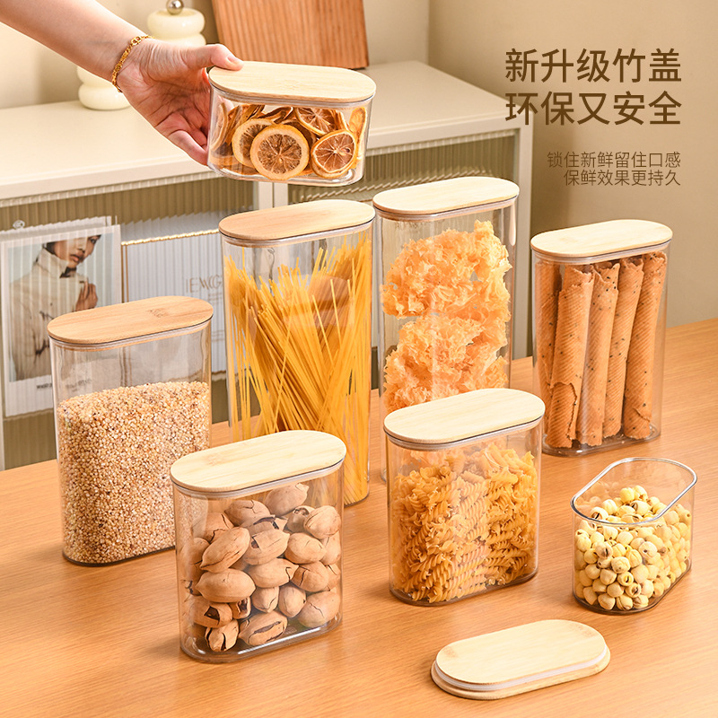 Household Kitchen Classification Sealed Jar Bamboo Lid Food Storage Jar Grain And Miscellaneous Grain Food Moisture-Proof Jar Storage Jar Application Scenario