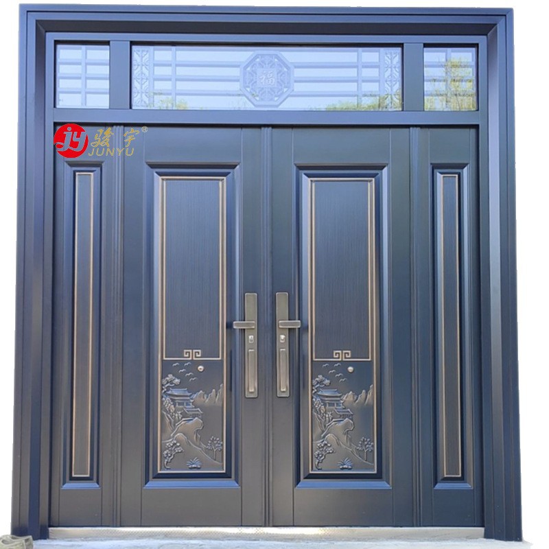 Original manufacturer zinc alloy gate, double door, copper imitation door, villa, rural self-built house, courtyard villa entrance door Item Picture