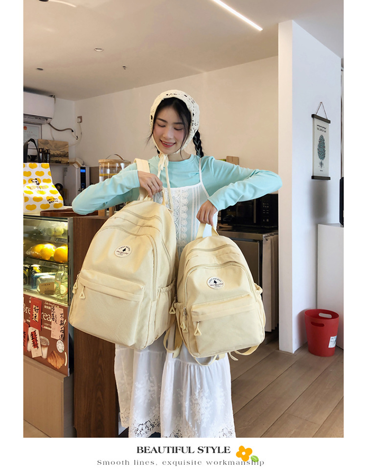 简约书包百搭女日系ins学生包初中高中双肩包大容量校园甜美背包详情31