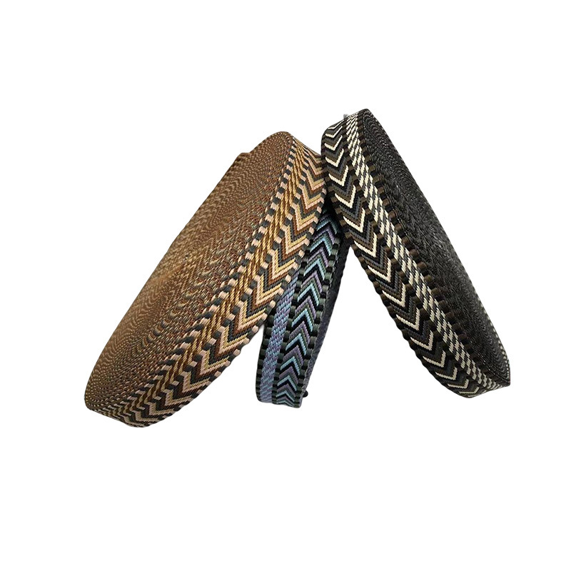 2.5CM Ethnic-style jacquard webbing polyester intercolor webbing bag opening decoration clothing accessories in stock bag Item Picture