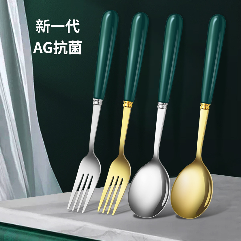 Western Food Spoon Thickened Stainless Steel Household Dining Spoon Children's Spoon Fork Spoon Set Korean Creative Net Celebrity Spoon details Picture