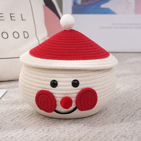 Snowman Eggs Christmas Decoration Desktop Storage Basket Snacks Sundry Data Cable Storage Basket Dust Storage Basket With Cover