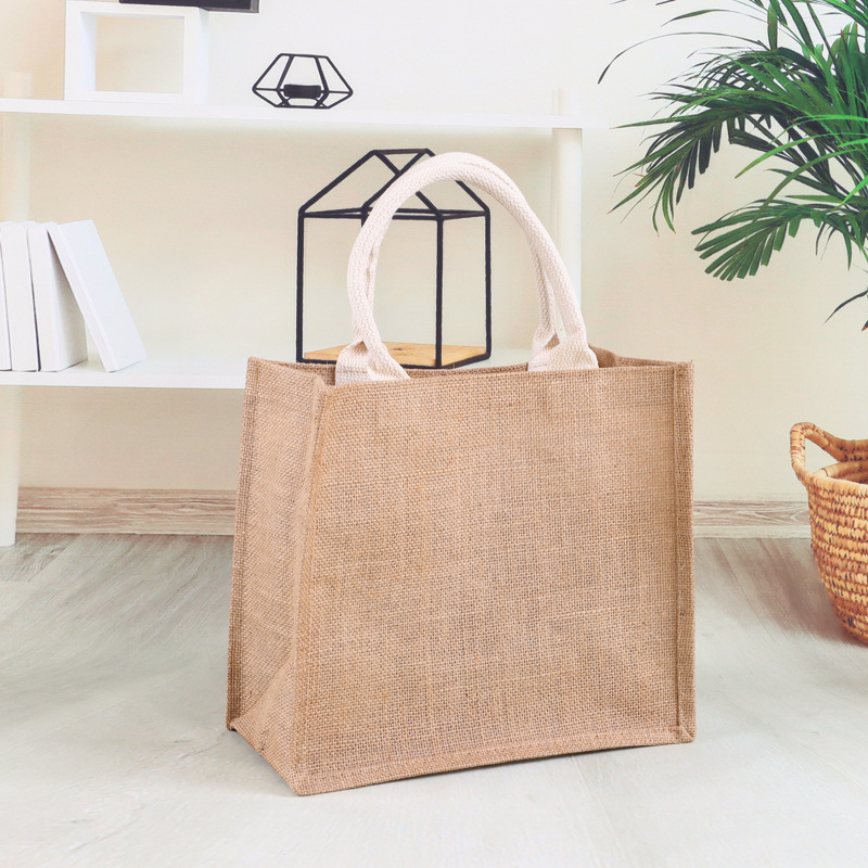 Customized portable linen bags for going out, blank linen bags, shopping linen tote bags, imprinted same-style jute shopping bags Application Scenario