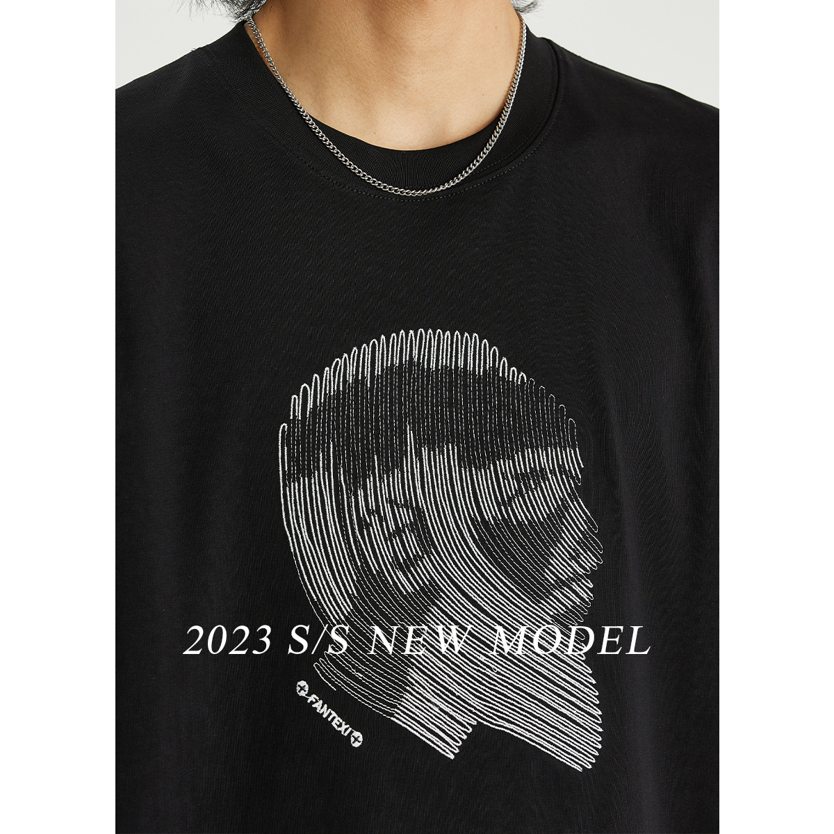 Yizhi Men's Wear's latest short-sleeved T-shirt for men's loose summer, featuring heavy embroidery with a small collar Specification image