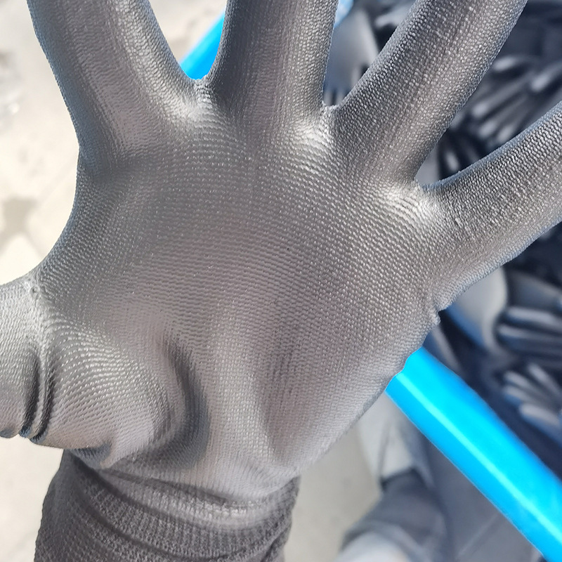 Black PU coated palm gloves Clean electronics factory anti-static coating labor protection gloves Wholesale black gray coated palm gloves Specification drawing