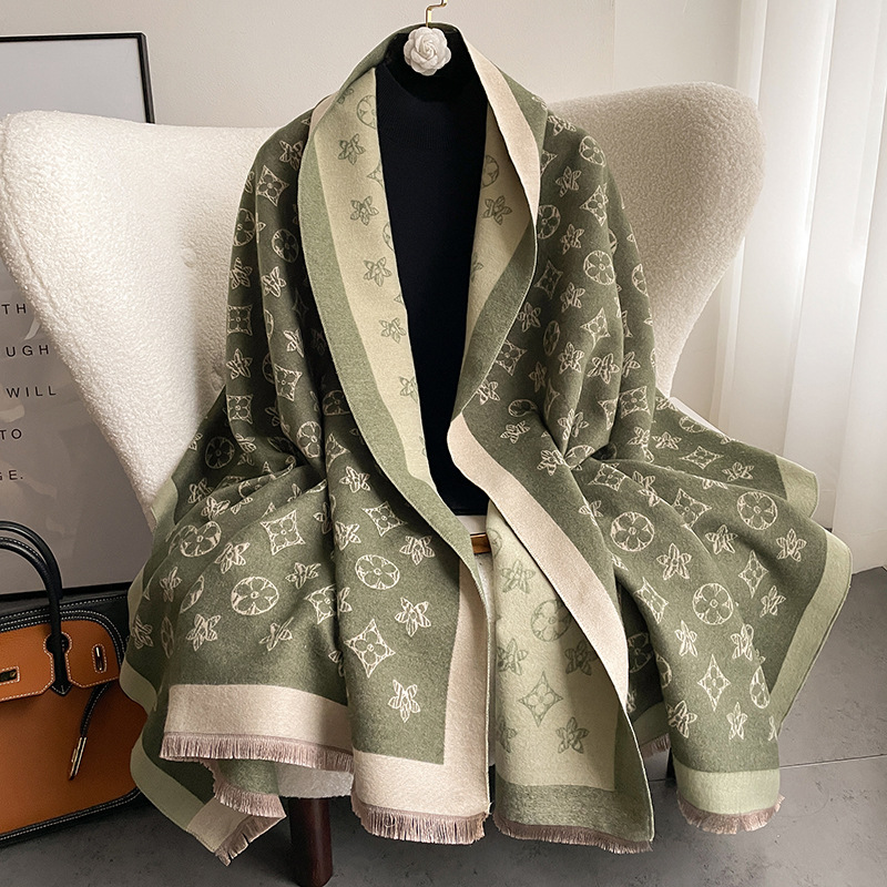 Europe And The United States Light Luxury Pentagram Scarf Women's Autumn And Winter Fashion Double-Sided Imitation Cashmere Scarf With A Warm Air Conditioning Cape details Picture