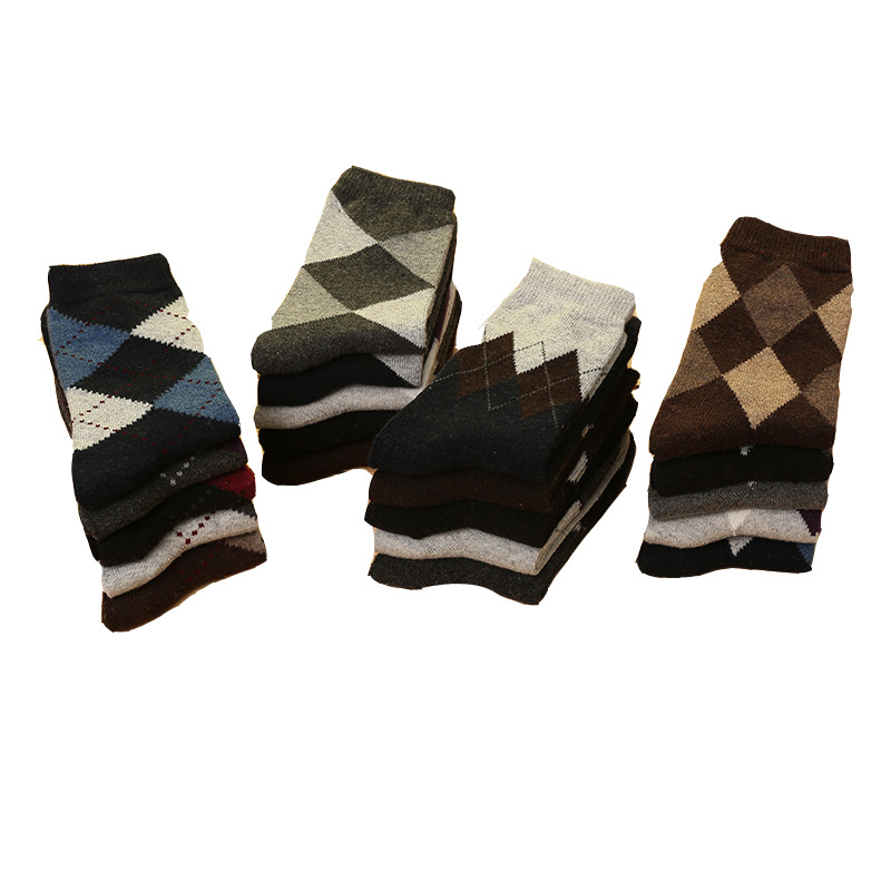 Five Pairs Of Autumn And Winter Men Rabbit Wool Socks Thick Warm Jacquard Solid Color Business Cotton Socks Foreign Trade Socks Item Picture