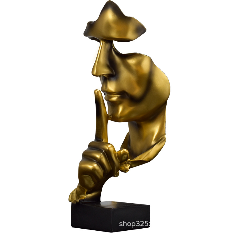 Factory direct sales of resin handicrafts: Silence is golden. Office wine cabinet decorations, home living room table ornaments Item Picture