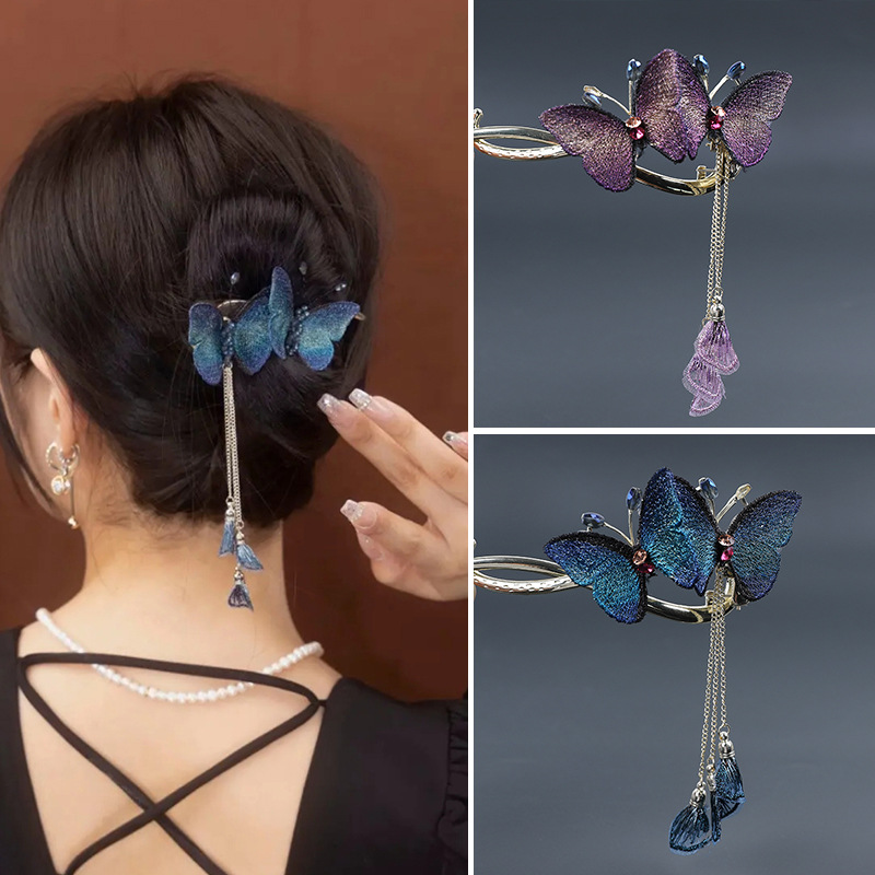 High-end bow hair clip, shark clip, back of the head, straight clip, elegant grab clip, ancient-style hair accessory, clip headwear