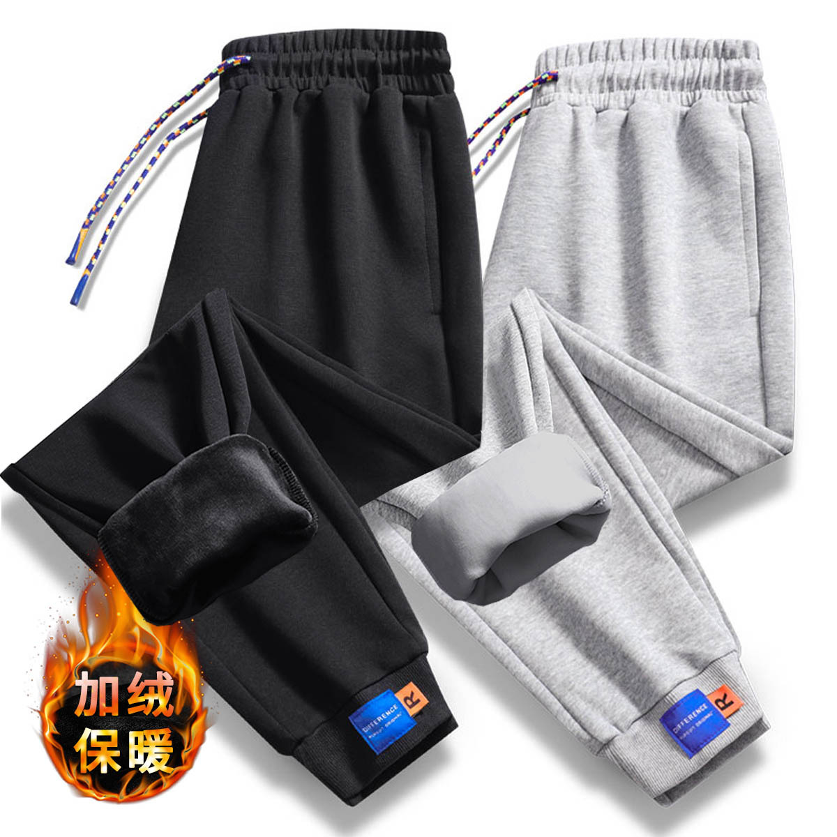 Men's casual pants 2022, men's sweatpants, men's autumn and winter fleece and thickened sportswear pants, large-sized loose pure cotton tight-fitting pants Specification image