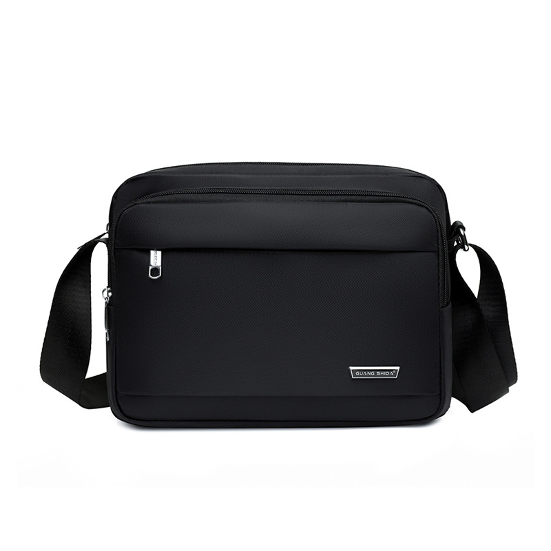 Multi-layered men's bag, casual horizontal crossbody bag, business Oxford fabric men's single-shoulder bag, water-resistant large-capacity wallet