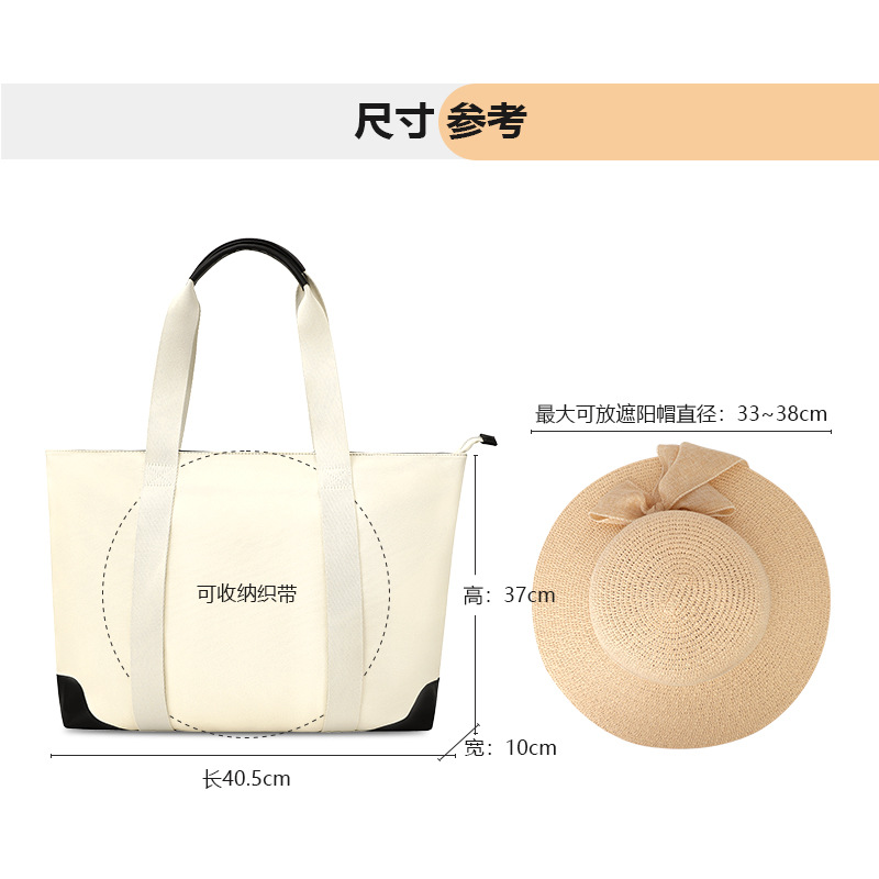2024 Trendy new Tote bag, summer high-end women's simple large-capacity hand-held canvas bag, fashionable beach bag Application Scenario