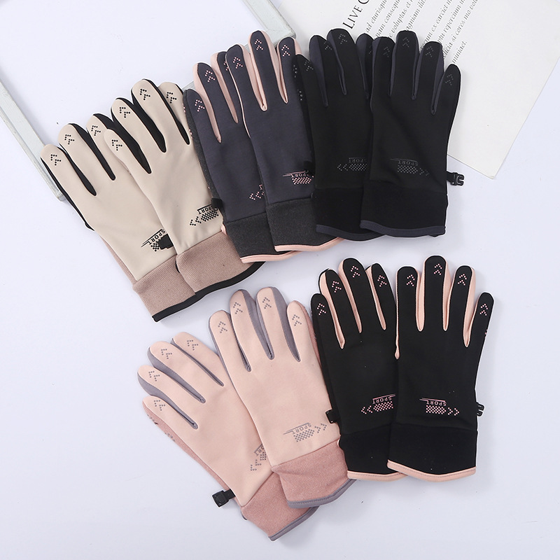 Cycling Gloves Driving Non-Slip Warm Gloves Winter Touch Screen Gloves Winter Women's Five Fingers Casual And Light Velvet Gloves