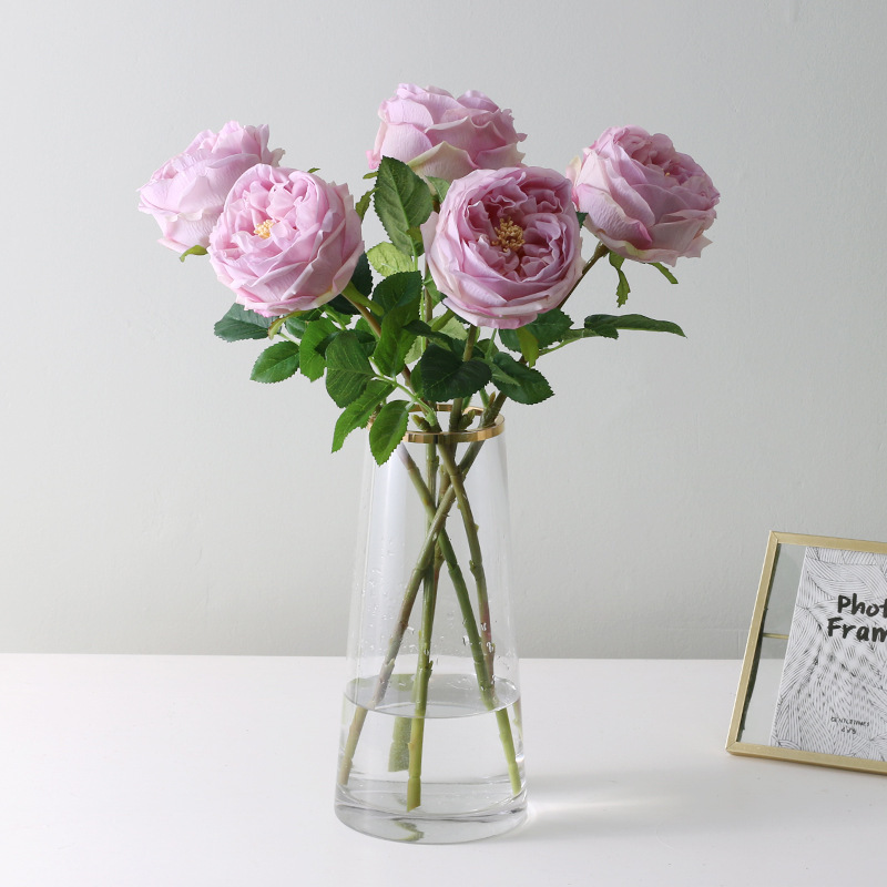 仿真单头奥斯汀玫瑰花束 单支手感保湿牡丹玫瑰 人造欧式玫瑰花