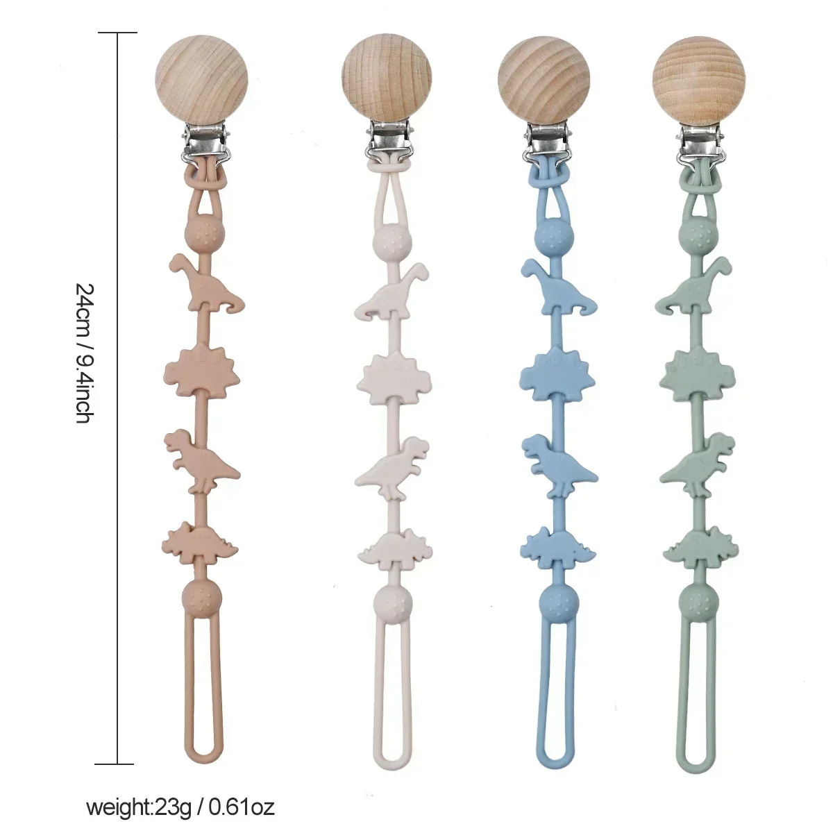 Cross-border baby silicone pacifier chain, children's teething toy anti-loss chain, food-grade all-in-one soothing anti-drop chain Specification drawing