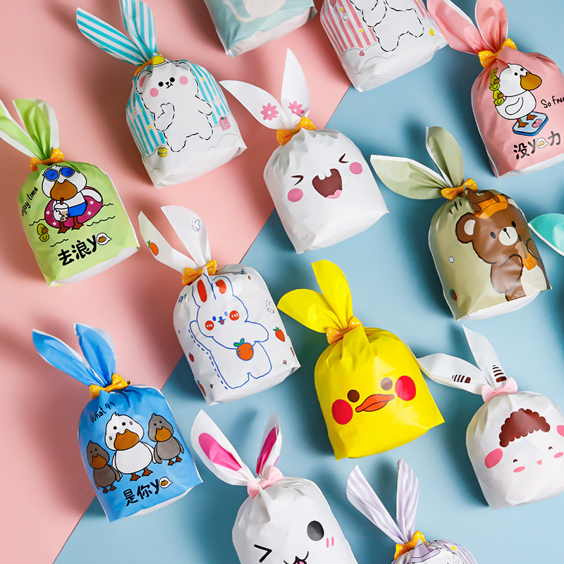 Cartoon Cute Bunny Ears Packaging Gift Bag Biscuit Nougat Fruit Candy Snow Crisp Baking Bag Specification drawing