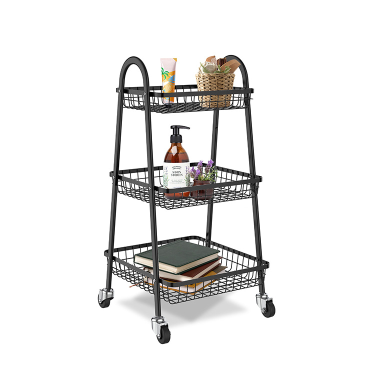 Kitchen Living Room Three-Floor Trolley Bathroom Bedroom Sundry Storage Rack Floor Storage Rack Storage Car Item Picture