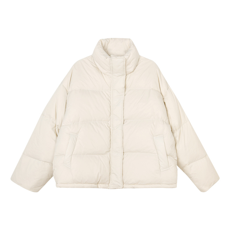 Women's 2022 new Korean style loose, thick and warm white duck down stand-up collar bread jacket short winter coat Item Picture