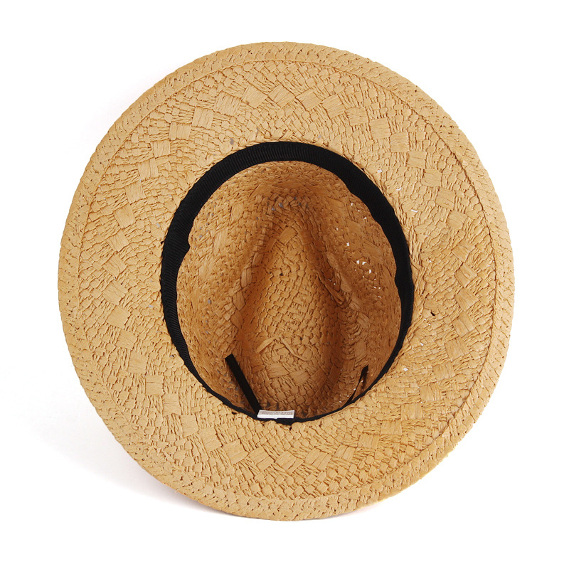 Fashionable British Straw Small Top Hat For Men And Women Couples Summer Travel Travel Visor Hat Outdoor Sungrass Hat Specification drawing
