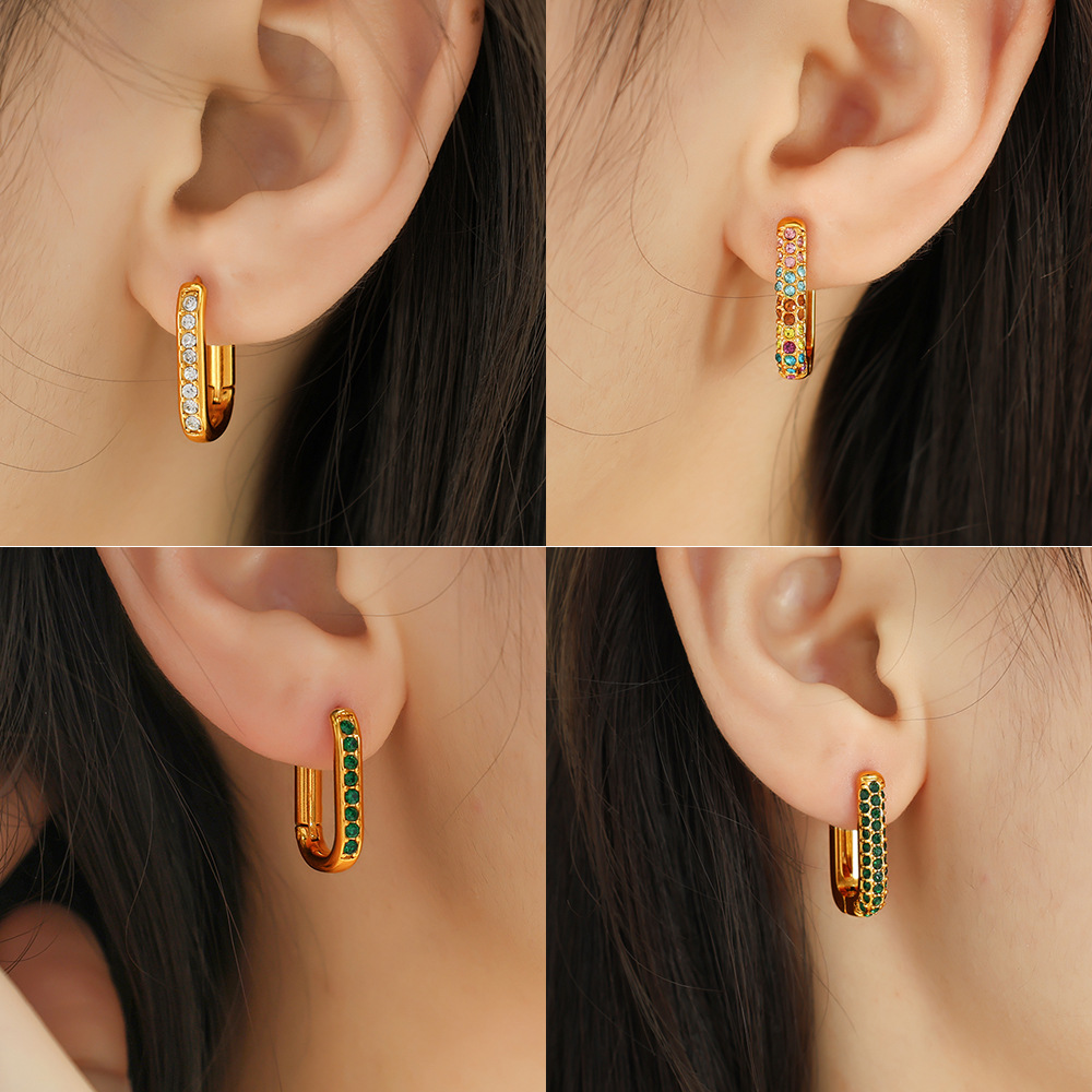 European and American geometric fashion design, zircon ear rings, earrings and accessories, fashionable titanium steel electroplated earrings Application Scenario