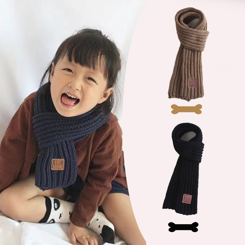 Ins Korean Version Of Children's Knitted Scarf Winter Solid Color Warm Wool Baby Boys And Girls Korean Baby Neck Neck Tide Specification drawing