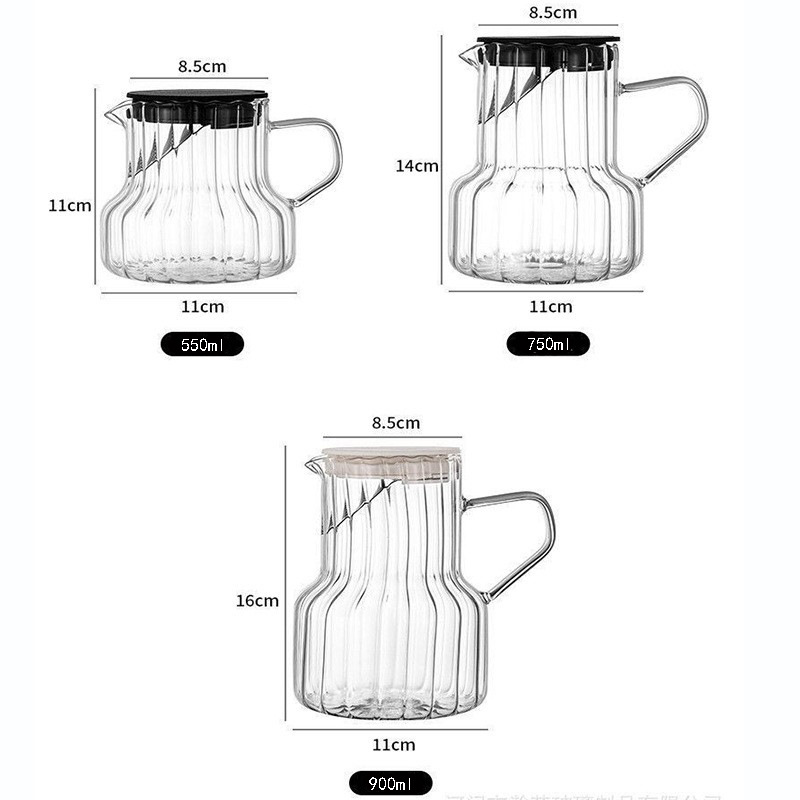 创意玻璃咖啡壶茶具套装竖纹高硼硅玻璃泡茶壶家用办公冲泡花茶壶详情图5