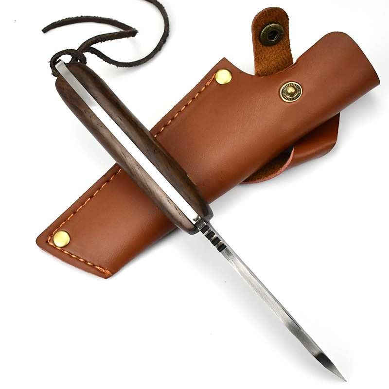 Outdoor camping multi-functional knife, portable sharp-handled meat knife, durable hammer-textured forged fruit knife wholesale Specification image