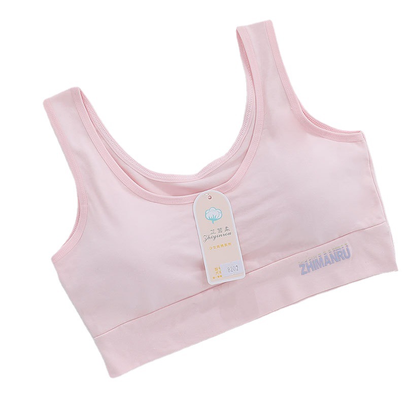 [Activity] High school development period new girls underwear vest letters solid color cotton breathable anti-slip no underwire bra Item Picture