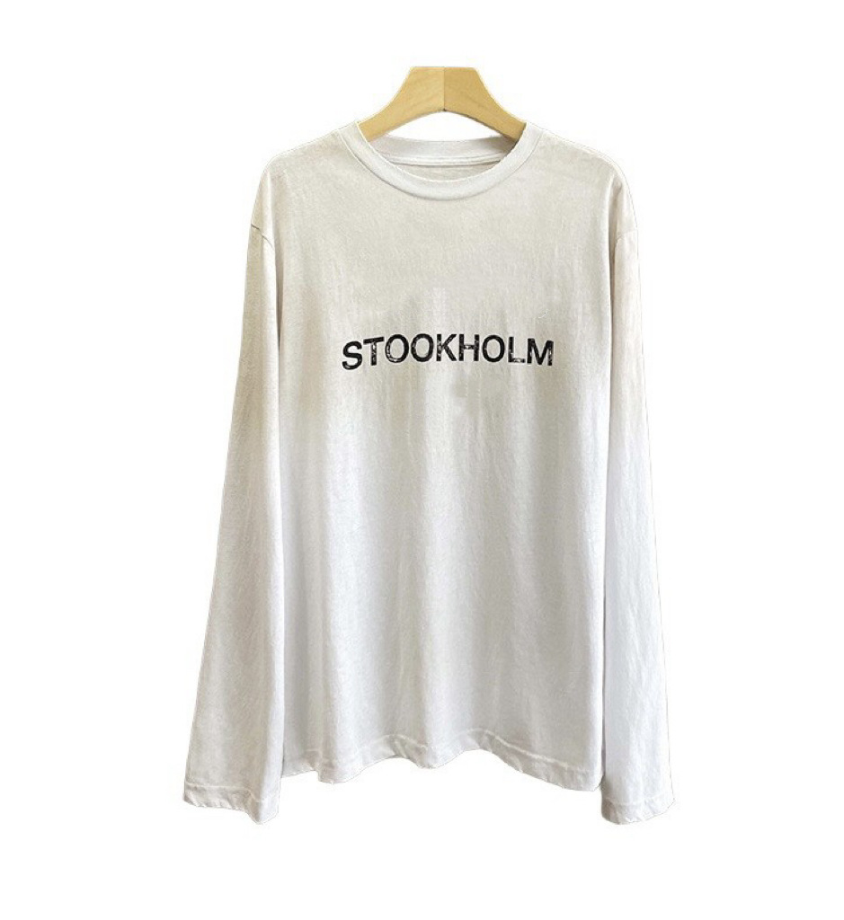 Shenzhen Nanyou AC correct style 1996 letter printed long-sleeved T-shirt with loose casual top as the base layer pic 2