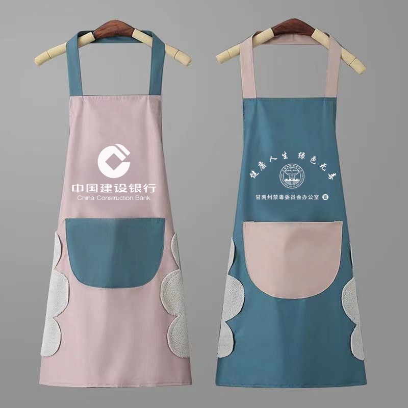 Printable logo apron, kitchen and household waterproof gift wholesale, oil-proof and hand-wiping new style women's advertising waistband
