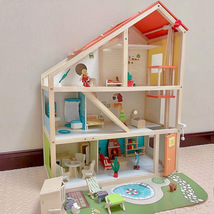 女孩仿真玩具清仓过家家木质三层别墅娃娃屋男孩建筑3D房子批发