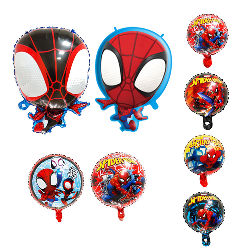 新款卡通造型蜘蛛侠铝膜气球 10寸蜘蛛侠铝膜生日派对装饰气球