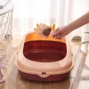 Semi-enclosed cat litter box with shovel, high fence for cat toilet to prevent splashing and deodorize, small cat litter box, cat supplies details Picture