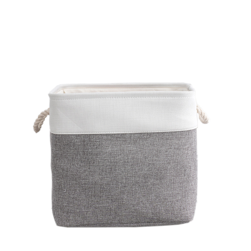 Nordic Patchwork Linen Organizer Basket Large Capacity Square Bedroom Living Room Clothing Organizer Basket Item Picture