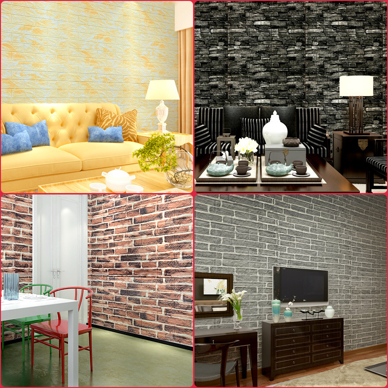 Wallpaper 3D Stereo Wall Pasted With Self-Adhesive Wholesale Foam Brick Decorative Stickers Trend Background Retro Wallpaper Application Scenario