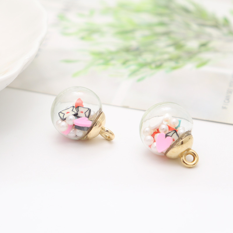 Factory direct sales of imitation pearl soft clay glass ball pendants, stationery hair ties, live-streaming children's diy jewelry accessories Specification image