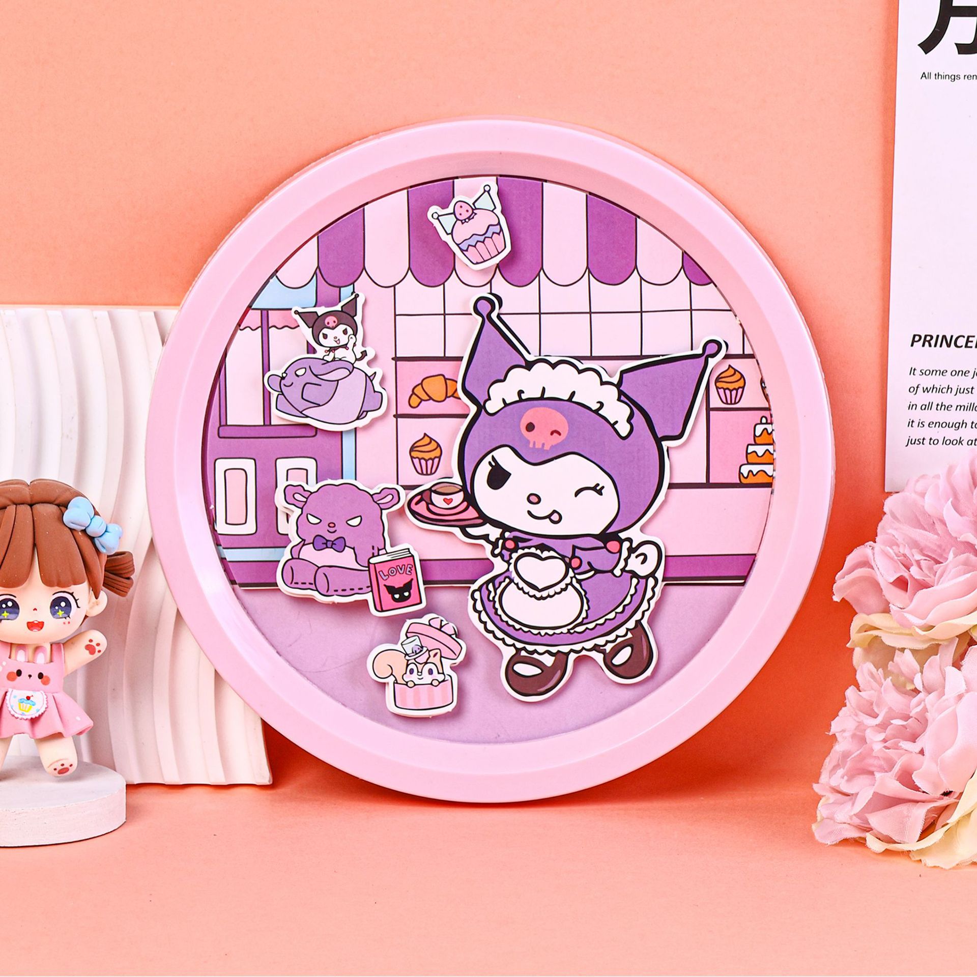 Round 3D Stereoscopic Picture Frame Painting Set Children Creative Self-Made Hand-Made Adhesive Painting Sanrio Series Of Overlapping Paintings details Picture