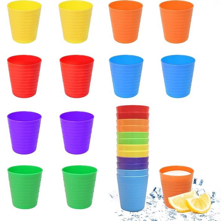 Thickened colored plastic water cups, stacked cups, children's high-temperature resistant portable cups, household children's single-layer portable beverage cups