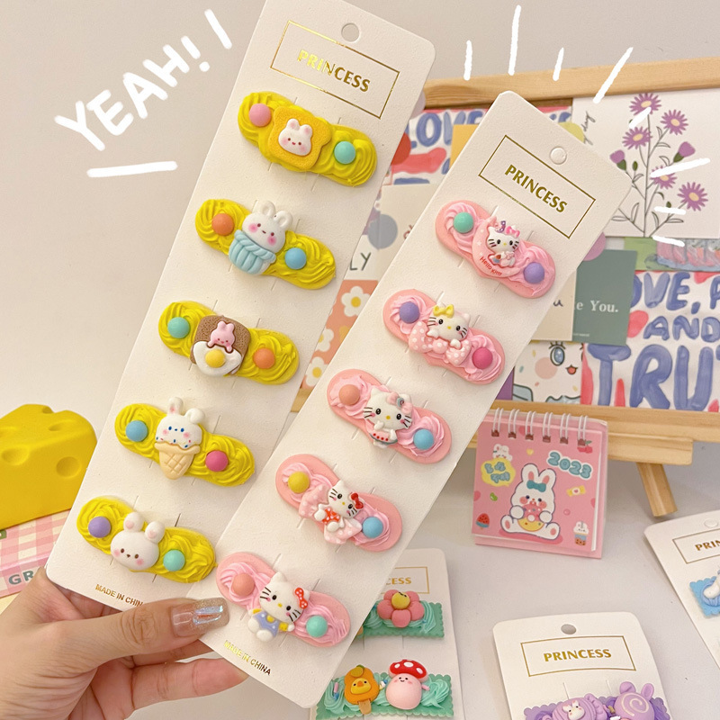 Children's handmade cream glue diy hair accessory material hair clips macaron-colored hair clips resin accessory set Application Scenario