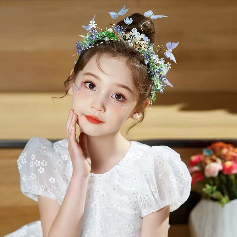 Hair Accessories Super Sensen Tied Garland Show Dress Fresh Butterfly Crown Girl Birthday Ten Year Crown