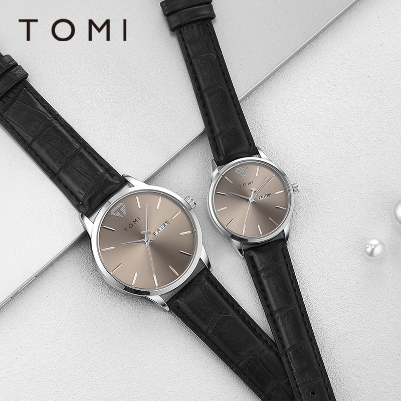 【 Factory Direct Supply 】TOMI men's quartz watch, simple and versatile, double calendar couple leather strap, simple men's watch Application Scenario