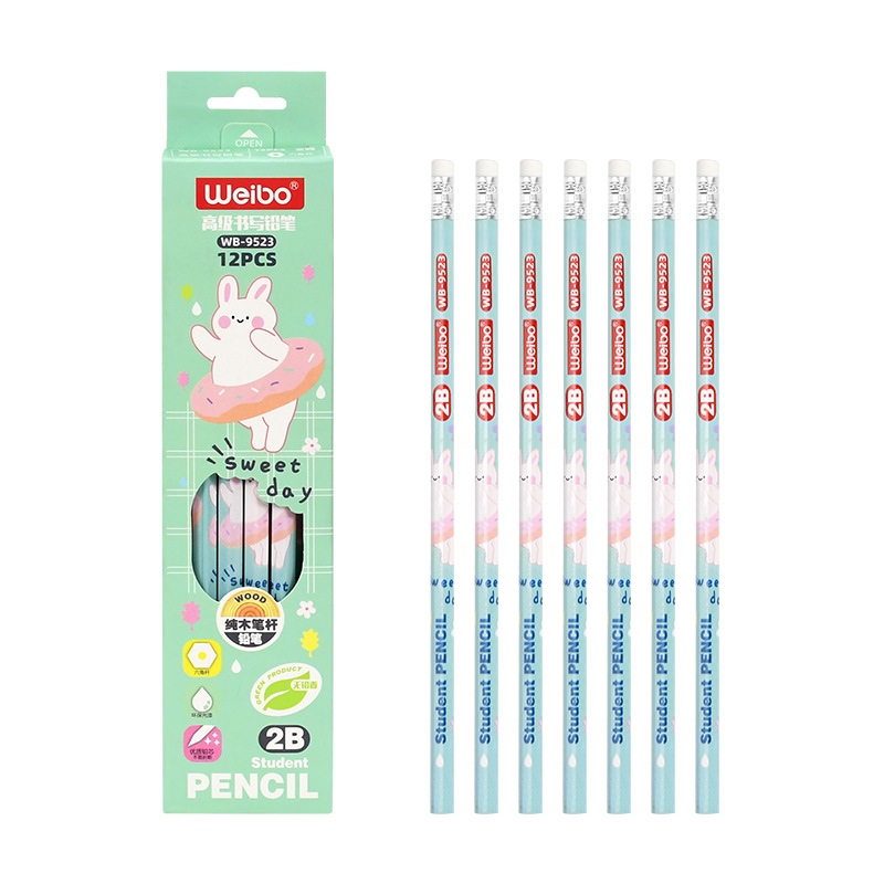 New Weibo Stationery 2b pencil, cartoon pure wood writing pen, special for students as a gift for classmates Item Picture