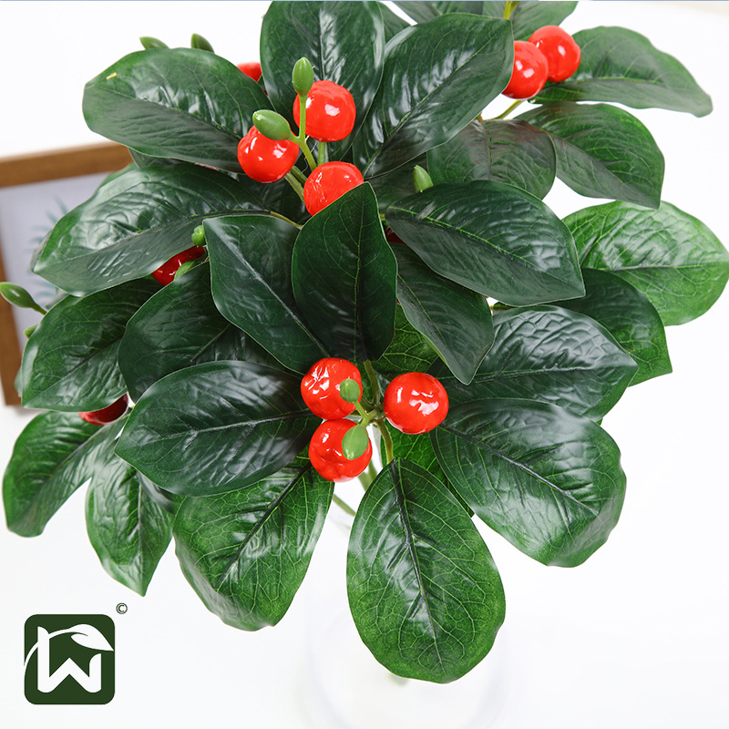 Wholesale of artificial green plants, "Prosperity Red Fruit" decorative plants, table flowers, engineering greening grass, and outdoor landscaping Specification image