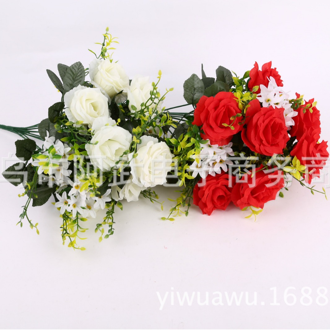 Wholesale of high-end, light luxury artificial rose flowers for indoor and outdoor landscaping, living room and home atmosphere arrangement Specification image