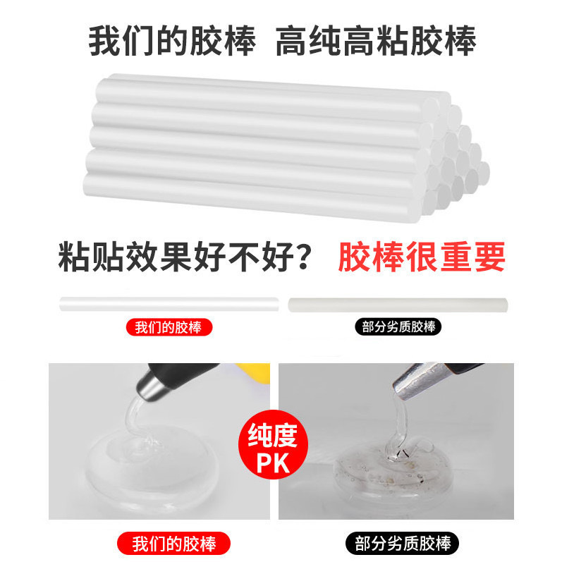 Wholesale of more transparent super-adhesive hot melt glue sticks, eco-friendly glue strips, manual bonding glue guns, hot melt glue sticks, 7/11mm Application Scenario