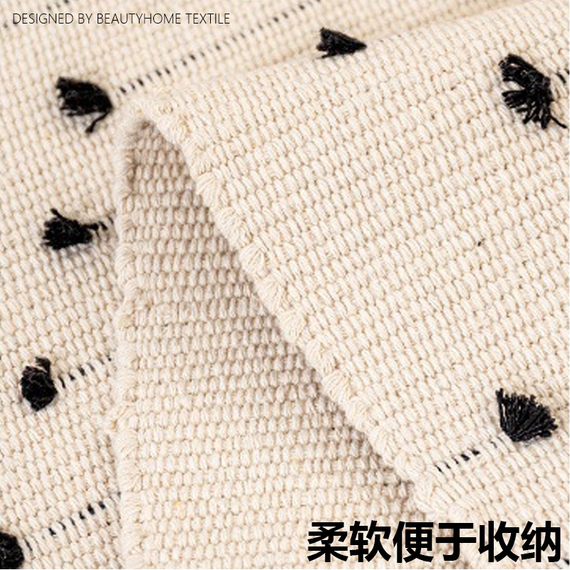 Cotton Woven Cut Floral Carpet Home Living Room Ethnic Style Mat Simple Bedroom Bed Bed Fringe Foot Mat In Front Of Bed Application Scenario