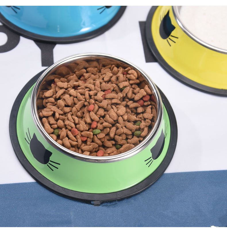 Hot-selling pet supplies: Stainless steel cat bowls, anti-knock and easy to clean, large dog rice bowls, food bowls, pet bowls wholesale