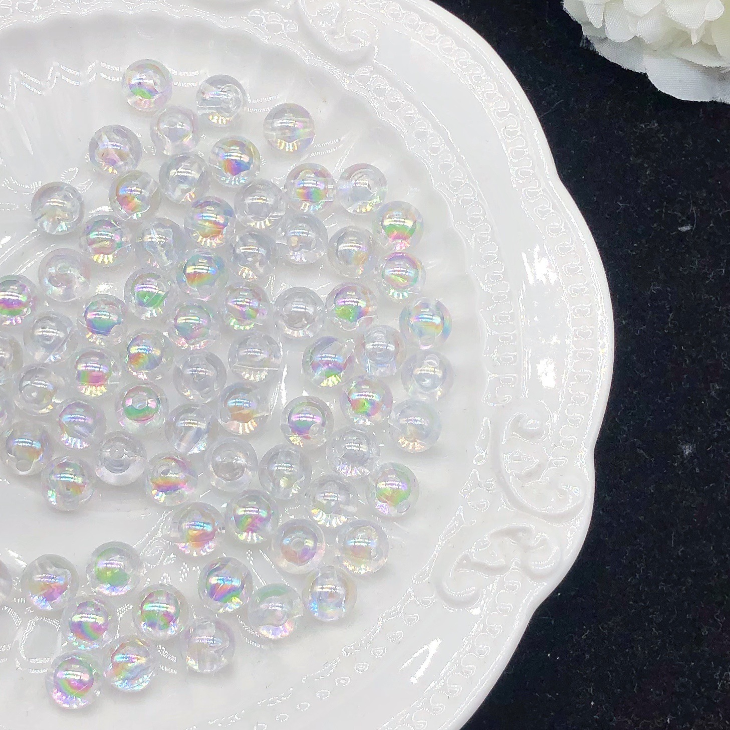 Laser Magic 8Mm Round Bead Diy Bracelet String Accessories Ab Beaded Loose Bead Headdress Earring Material details Picture