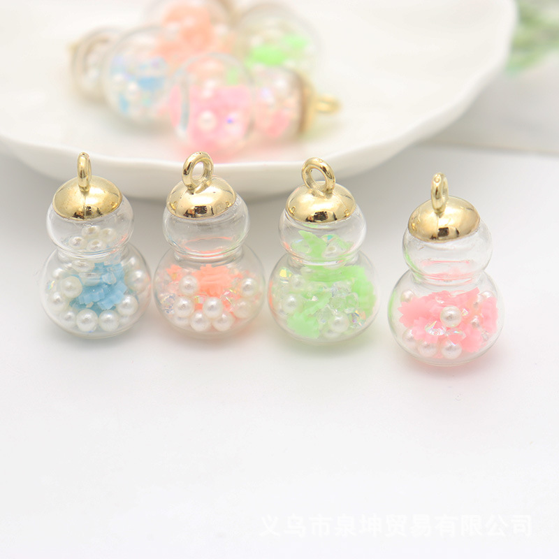 Factory direct sales of luminous imitation pearl snowflake gourd pendants, stationery earrings, children's diy jewelry accessories details Picture